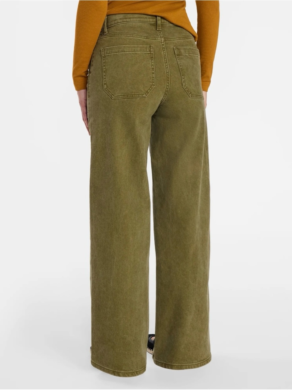 Time and Tru Washed Olive High Rise Wide Leg Utility Trousers - Picture 5 of 16